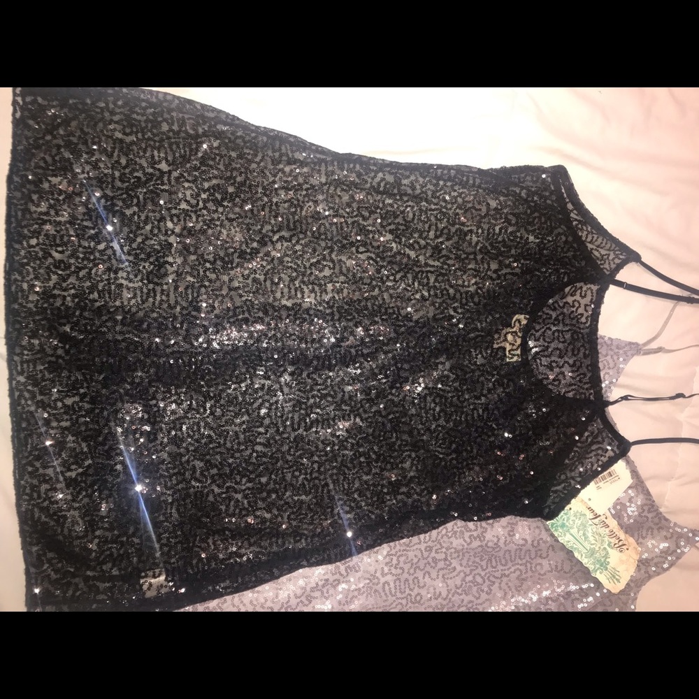 Sequined black and silver bachelorette tops